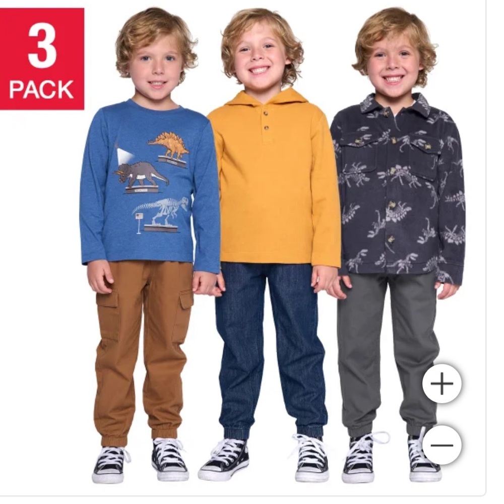 NWT 3-Pack Boys' Long Sleeve Shirts with Dinosaurs